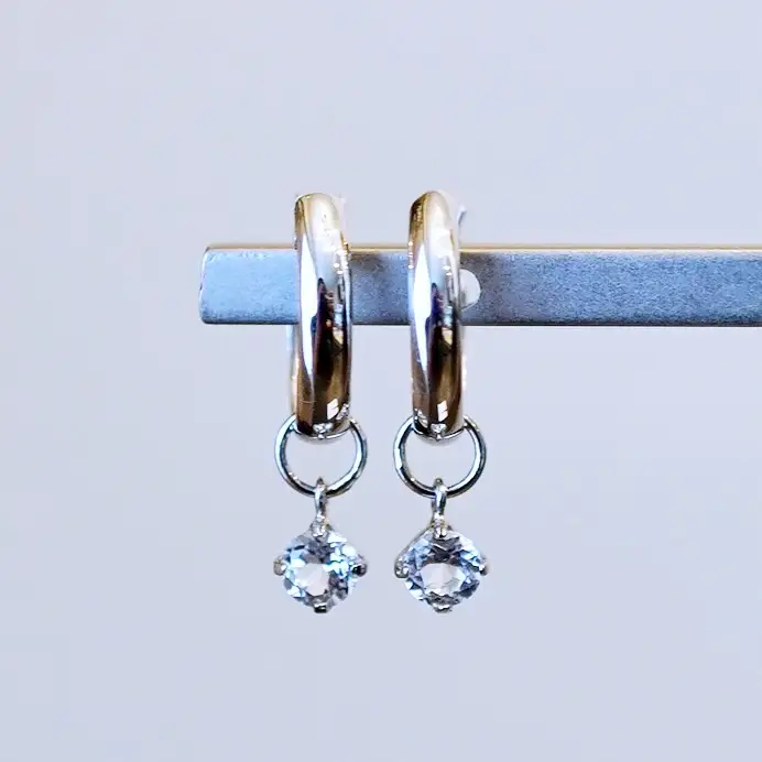 Pt900 プラチナ 2WAY ピアス 地金 ホワイトトパーズ フープピアス(直径10mm) 保証書付 SMK-5249 SWAD098-wtp
