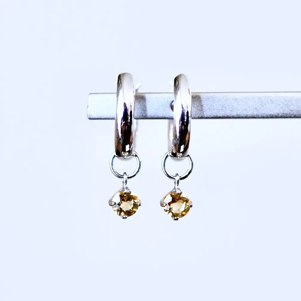 Pt900 プラチナ 2WAY ピアス 地金 シトリン フープピアス(直径10mm) 保証書付 SMK-5249 SWAD098-cit