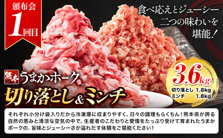 豚肉 うまかポーク 満喫セット 全3回 定期便 うまかポーク 切り落とし ミンチ バラエティセット 生餃子《お申込み月の翌月から発送開始》熊本県 大津町 豚肉 ミンチ 干し芋 ハンバーグ 肉 頒布会 全3回