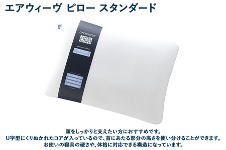 幸田町 エアウィーヴ 厳選セット(洋) ピロー スタンダード ベッドマットレスS4.0 (シングル) クッション (ネイビー) ポータブル mini