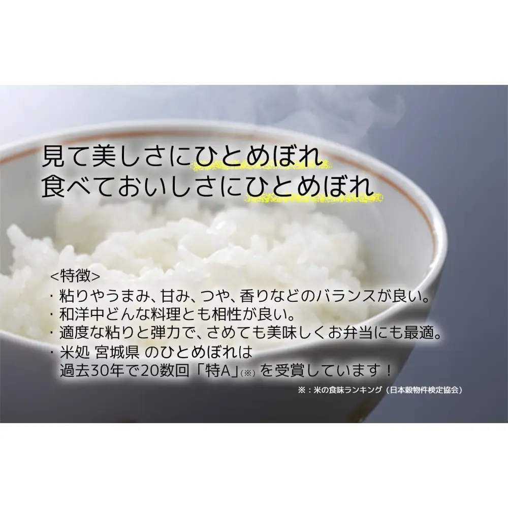【定期便】【宮城県産 ひとめぼれ】 令和7年度産 精米 5kgX3回　仙台市 ひとめぼれ 定期便 精米 高品質 美味しい ご飯 和食 健康 安心 安全 お取り寄せ ふるさと納税 人気
