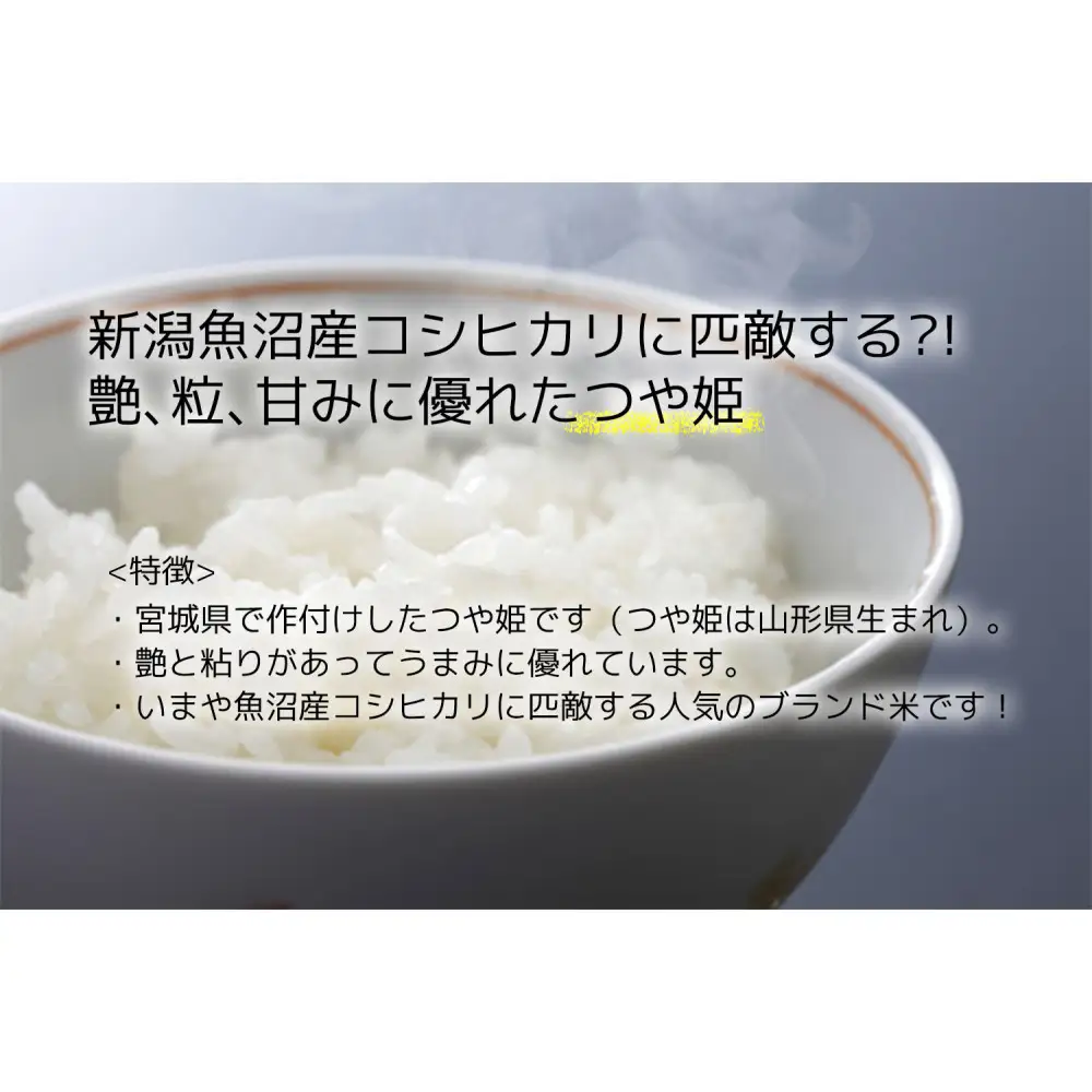 【定期便】【宮城県産 つや姫】 令和7年度産 精米 5kgX3回　仙台市 つや姫 定期便 精米 高品質 美味しい ご飯 和食 健康 安心 安全 お取り寄せ ふるさと納税 人気