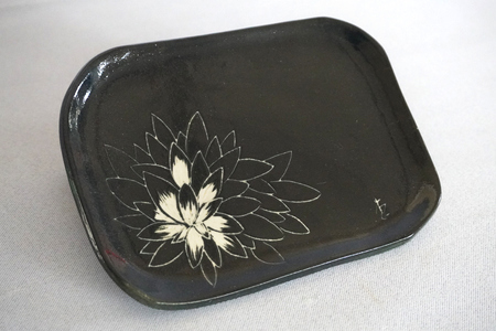 源太夫窯 和食器『角皿』4枚 [黒][0957]