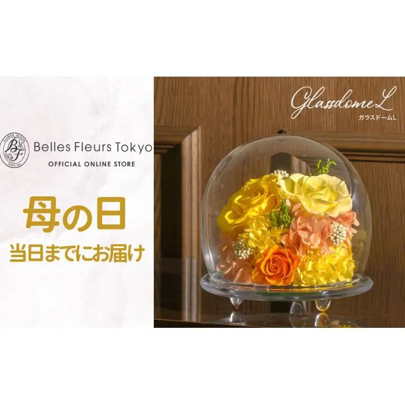 花 プリザーブドフラワー ガラスドームL ギフト プレゼント お祝い 誕生日 お供え アレンジ インテリア 東京都 墨田区 レッド