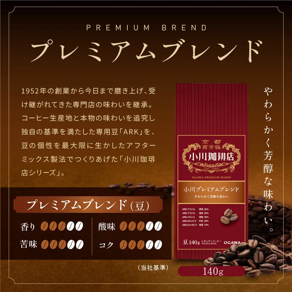 小川珈琲直営店 小川プレミアムブレンド(豆)140g｜京都 コーヒー 人気ブランド コーヒー豆