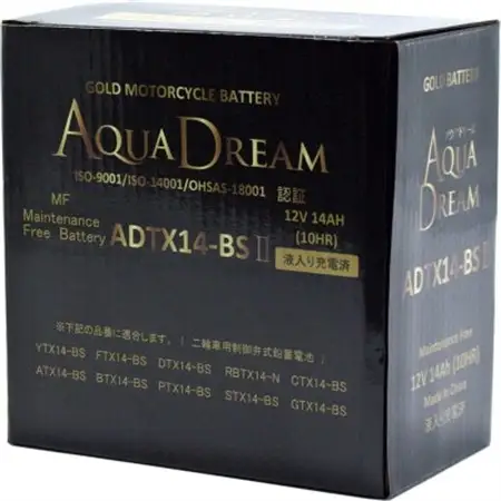 AQUADREAM GOLD バイク用バッテリー 液入充電済 ADTX14-BS II 1個【配送不可地域：沖縄県】【1641543】