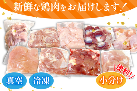 鶏肉 業務用 宮崎県産 若鶏 もも切身 むね切身 筋なしささみ 砂肝 肝 手羽先 手羽中 手羽元 肩肉 小肉 骨付きもも 計 3.05kg セット [TRINITY 宮崎県 日向市 452061335] 