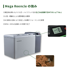 Mega Reencle 業務用 生ごみ処理機 1日の処理容量100kg ハイブリッド式(バイオ式×乾燥式) [1252]