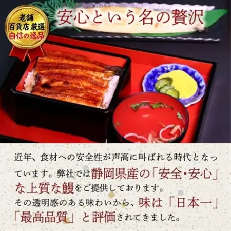 老舗百貨店自信の逸品　静岡県産うなぎ長蒲焼(130g×3P)・蒲焼きざみ(90g×1P)セット【配送不可地域：離島】【1703061】