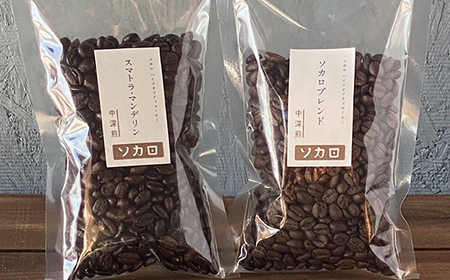 ソカロブレンド100g + スマトラマンデリン 100g ※豆 【お菓子と自家焙煎コーヒー ソカロ】 飲料類 ドリンク 飲み物 コーヒー豆 珈琲豆 深煎り 甘さ コク コーヒータイム  F21U-607