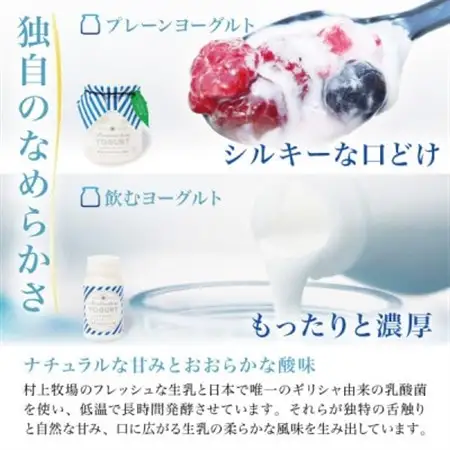 【蔵王村上牧場ホワイトギフト】無加糖プレーンヨーグルト4個＆飲むヨーグルト4本×2セット アトレイユ【配送不可地域：離島】【1677270】