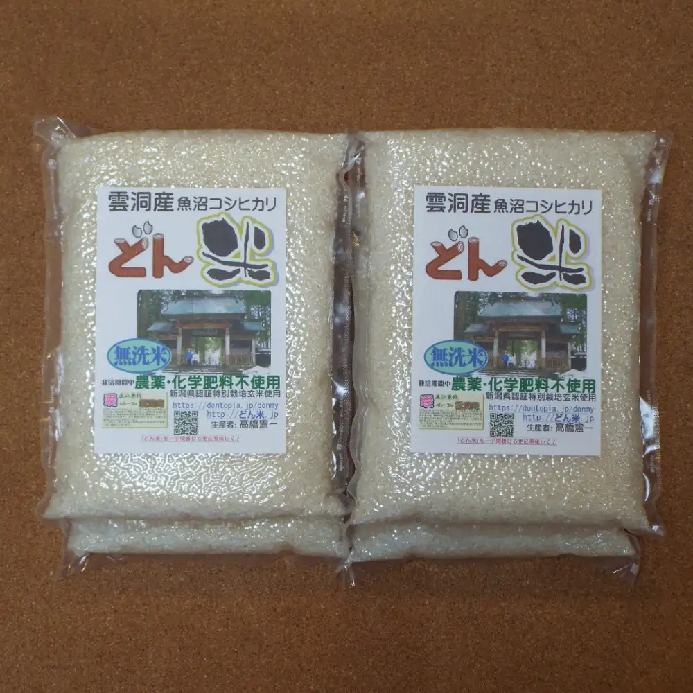 【頒布会】南魚沼産「どん米」無洗米真空パック4.8kg×５ヶ月　ちょっと！うるさいよ！炊き方【定期便 銘柄米 ブランド米 無洗米 こしひかり コシヒカリ 魚沼産 新潟米 産地直送 お米 米 こめ コメ ご飯 御飯 ごはん】