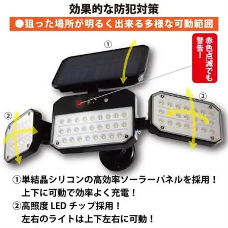 ソーラーセンサーライト　広範囲照射型　マグネットベース付　EDS0795MN【1703553】