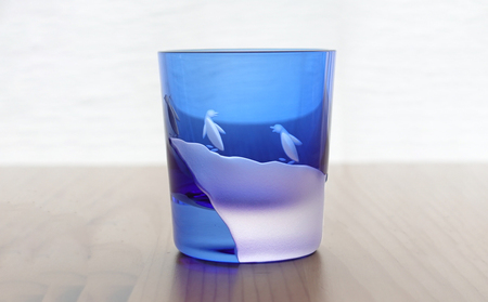 浅草切子 aquatic「Penguin Climb 冷酒 青藍切立」_0012-070-T07