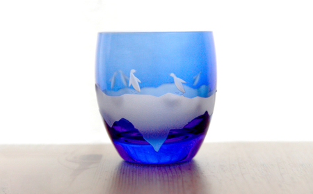 浅草切子 aquatic「Penguin Couple 丸オールド青藍」_0012-072-T07