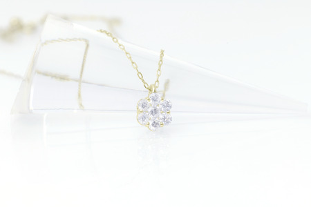 ダイヤモンド ネックレス フラワーL 0.6ct K18 イエローゴールド ジュエリー ダイヤ  18金 山梨 H-729 SWCI014-yg