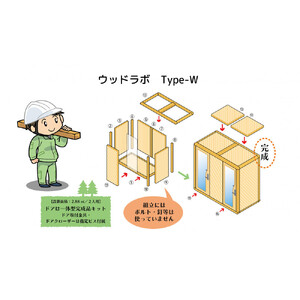 【ふるさと納税】ウッドラボType-W（パーソナルスペース）屋内用 国産 木造 大型 家具 個室 リモートワーク テレワーク