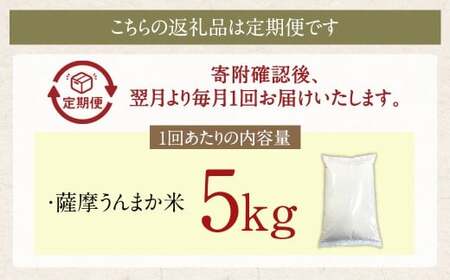 【12回定期便】 鹿児島県産 銘柄米 ブレンド 薩摩うんまか米 （5kg×12回） 定期便 ブレンド米 白米 米 お米 おこめ JS-419