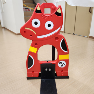 赤べこのぼりスタンド 会津木綿柄ステッカー付｜赤べこ 赤ベコ あかべこ アカベコ のぼりスタンド のぼり立て のぼり スタンド 赤べこバリケード 赤ベコバリケード 会津木綿 ステッカー シール 会津若松 [1157]