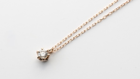 K18ピンクゴールド　天然ダイヤモンド0.30ｃｔ　爪留めネックレス FNP-6 250-006