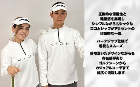 メンズ エアライトログジップロングスリーブモックネックシャツ/ホワイト/3Lサイズ ゴルフウェア ゴルフ メンズ ロゴカラー モックネック 白 おしゃれ コーデ｜石川県 小松市【有限会社ドオム】