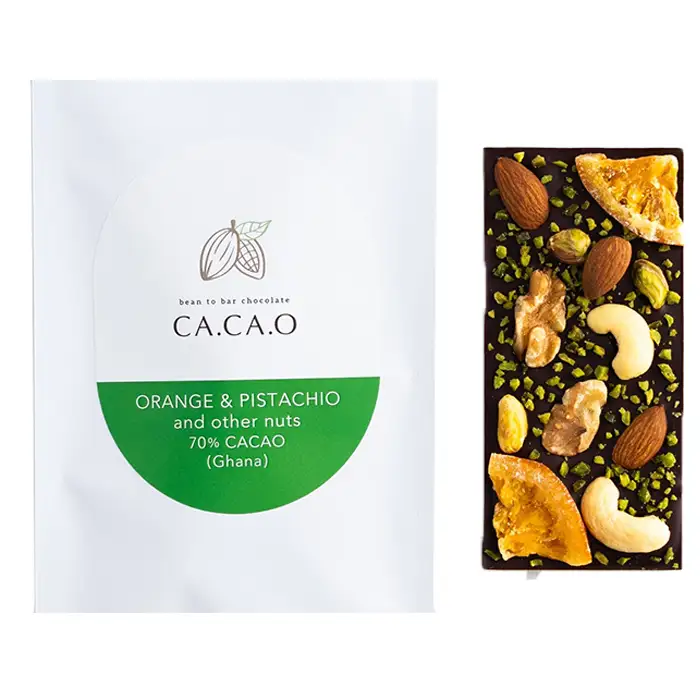 ORANGE ＆ PISTACHIO A set | チョコ カカオ豆 無添加 きび糖 大人チョコ 甘さ控えめ 香り豊か 柑橘チョコ オレンジピール ピスタチオ ドライマンゴー オランジェット シトロネット 手作り ギフト ご褒美 スイーツ 詰め合わせ 埼玉県 越谷市