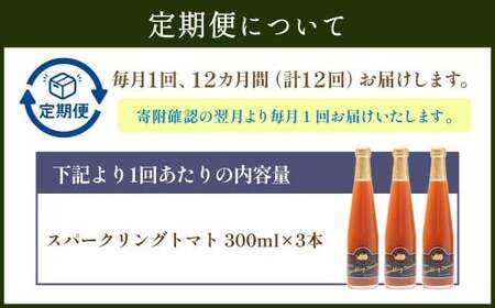 【12回定期便】 北海道サイダー スパークリングトマト 3本セット×12回 計36本 トマトジュース とまとジュース 炭酸 炭酸飲料 飲料 ドリンク スパークリング トマト とまと 北海道産 国産 サイダー