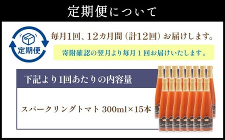 【12回定期便】 北海道サイダー スパークリングトマト 15本セット×12回 計180本 トマトジュース とまとジュース 炭酸 炭酸飲料 飲料 ドリンク スパークリング トマト とまと 北海道産 国産 サイダー