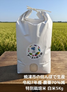 a21-083　令和7年産　アースのおこめ　農薬70％減　特別栽培米　白米5Kg