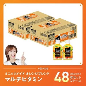 【最速便】コカ・コーラ ミニッツメイド 「オレンジブレンド マルチビタミン」280mlPET 48本（24本×2ケース）【 ふるさと納税 飲料 オレンジ ジュース ミックス ブレンド PET 川南町 国内産 九州 宮崎県 送料無料 】 