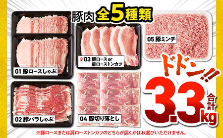 鹿児島県産 豚 バラエティセット 3.3kg KN165-001 肉 豚肉 冷凍