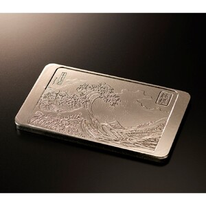 純銀製 葛飾北斎 「富嶽三十六景」『神奈川沖浪裏』 浮彫 100g_0177-002-S07