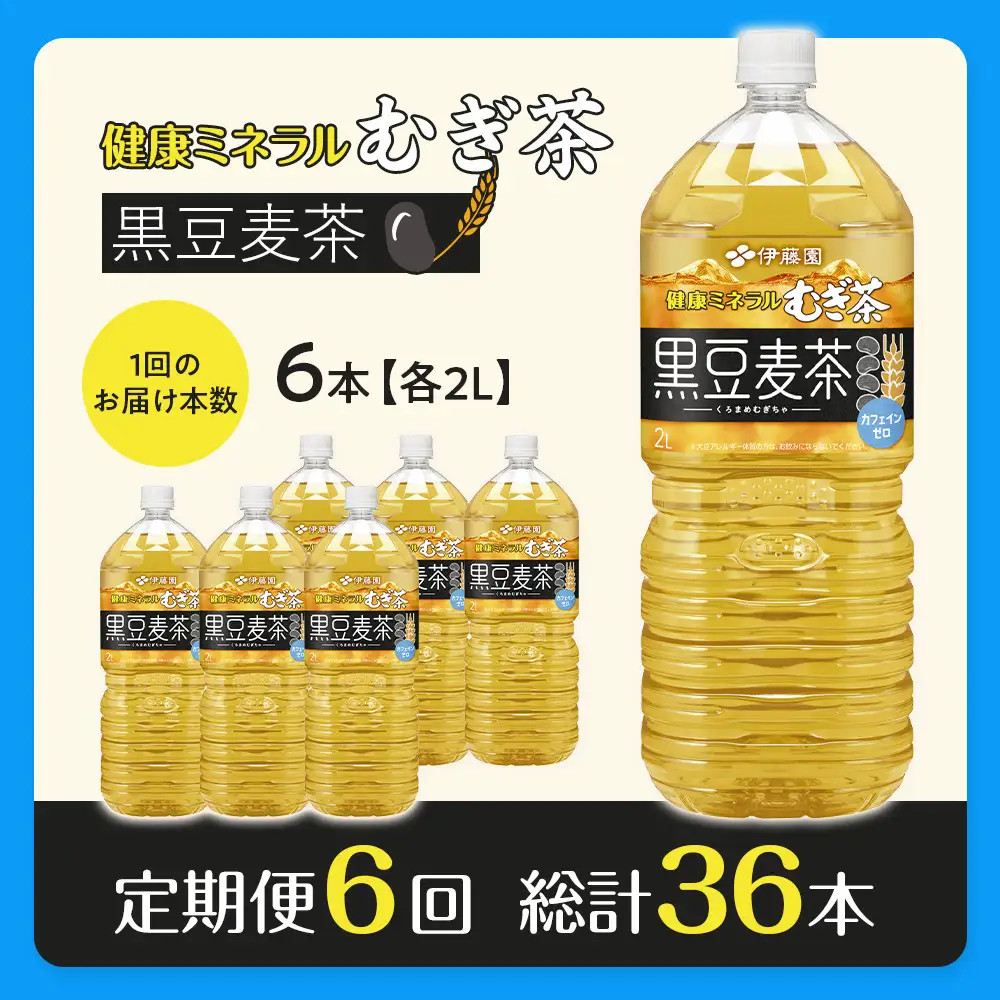 ［定期便 全6回 毎月発送］健康ミネラル麦茶黒豆麦茶 2L×1ケース （6本）