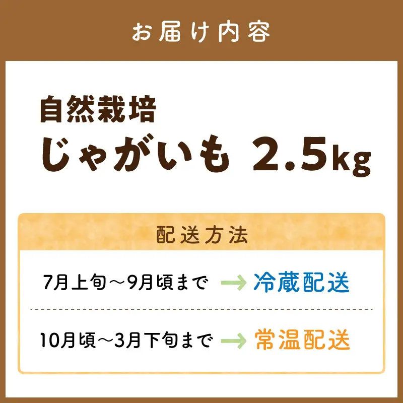 自然栽培ホクホクジャガイモ2.5㎏｜ジャガイモ