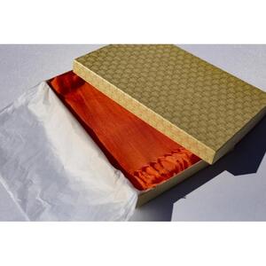 （オレンジ）【現代の名工作】上品な光沢の華やかなシルクウールストール