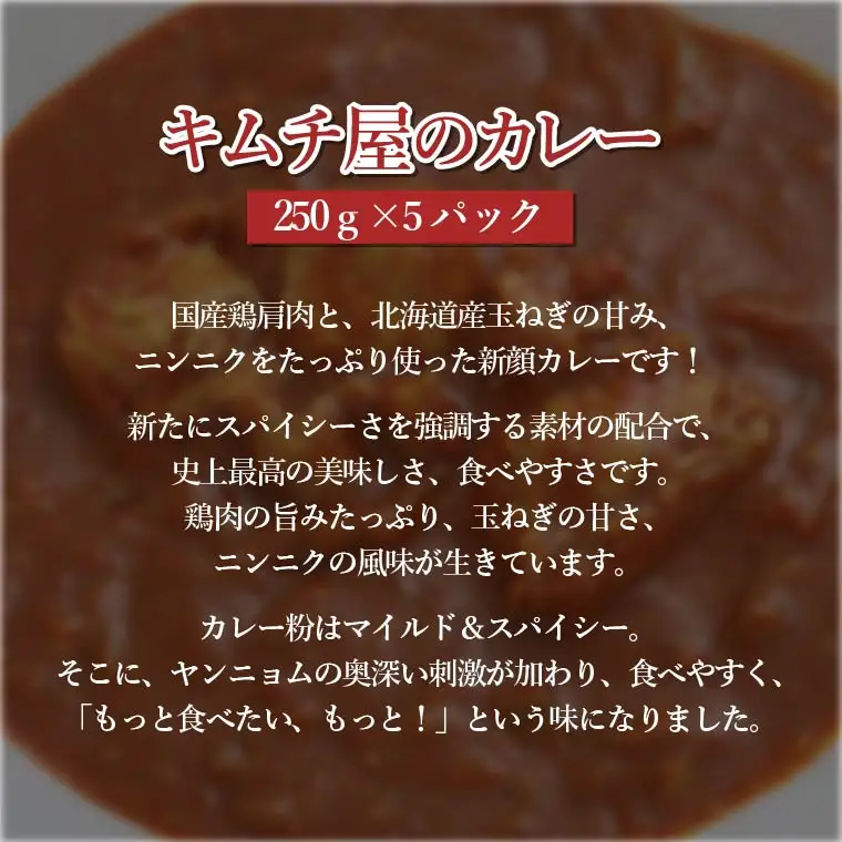 「無添加やがちゃんキムチ」キムチ屋のカレー 〈  カレー 冷凍食品 冷凍 辛 国産 鶏 玉ねぎ 自家製 ヤンニョム スパイシー ニンニク 美味しい こだわり 人気 おすすめ ギフト 〉