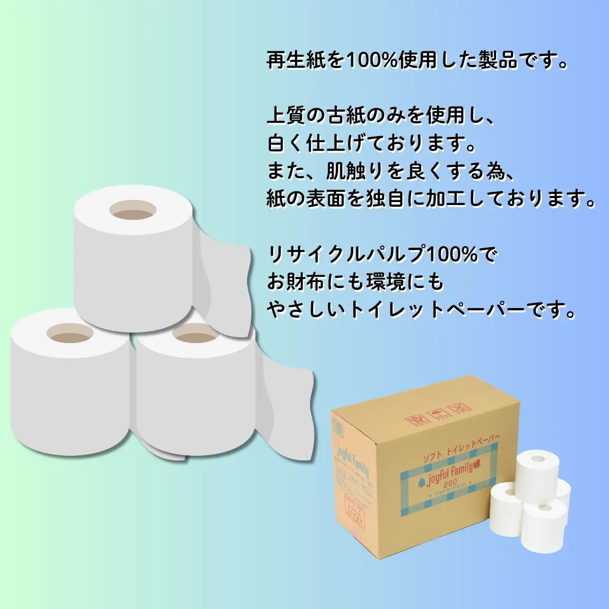 超長尺 トイレットペーパー ジョイフルファミリー 200m巻 24本入り　