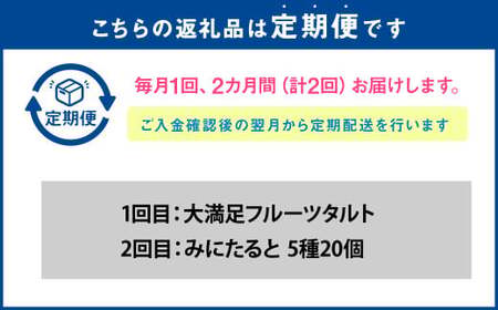 【定期便】倉敷市からこだわりの強いオーナーが作ったタルトを2回、2か月に分けてお届け フルーツたっぷりの大満足フルーツタルトと かわいらしいミニタルト20個入り【ケーキ タルト フルーツ スイーツ フルーツタルト 人気スイーツ 人気タルト 岡山県 倉敷市 おすすめ 人気】