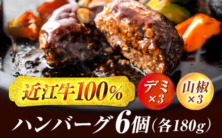 近江牛ハンバーグ 180g×6個 [BIBU005] 牛肉 黒毛和牛 近江牛