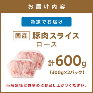 国産豚肉ローススライス1.5mm 300g×2 計600g【034-0088】