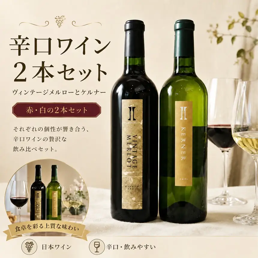 伊那ワイン工房 辛口ワイン２本セット（ヴィンテージメルローとケルナー）【020-53】