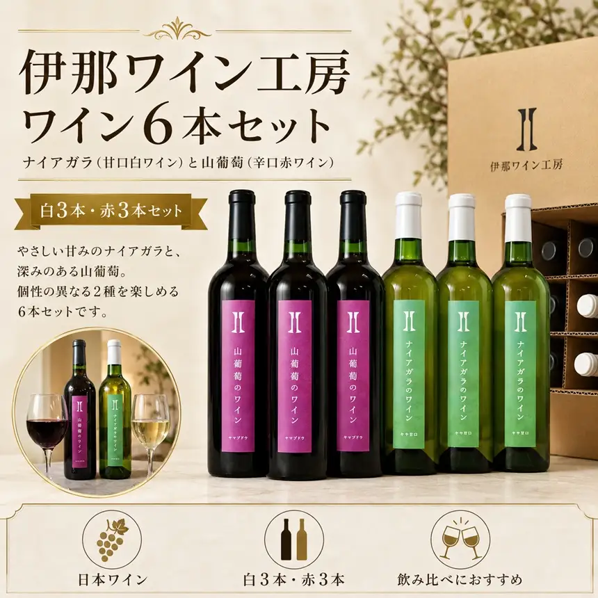 伊那ワイン工房 ワイン６本セット（ナイアガラと山葡萄のワイン）【041-05】