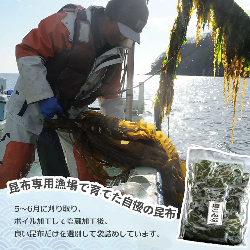fn-72-020 三陸釜石・漁師直送 湯通し塩蔵昆布 (500g×4袋) 両石港 隆丸