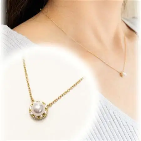 ジュエリーの街、山梨よりお届けする　K18アコヤ真珠ダイヤモンドネックレス＆ピアスセット　N5251【配送不可地域：離島・沖縄県】【1311165】