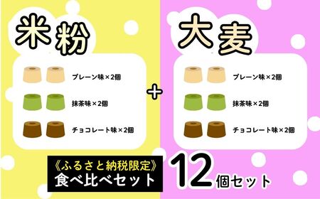ノンオイル 米粉 ＆ 大麦 シフォンケーキ 食べ比べセット ( 12個入り ) 米粉＆大麦各プレーン味×2、抹茶味×2、チョコレート味×2 シフォンケーキ スイーツ グルテンフリー 腸活 | 石川県 小松市【IORIシフォンケーキ】