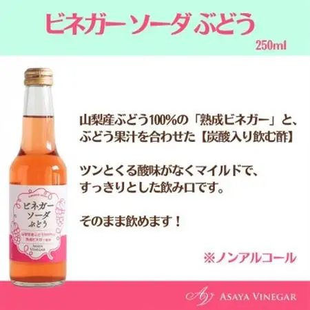 山梨産ぶどう100%の熟成ビネガーで造った!そのまま飲める【ビネガーソーダぶどう6本セット】【配送不可地域：離島】【1537854】