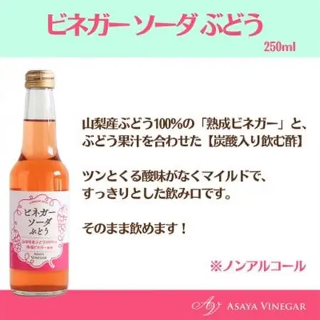 山梨産ぶどう100%の熟成ビネガーで造った!そのまま飲める【ビネガーソーダぶどう12本セット】【配送不可地域：離島】【1537862】
