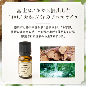 エッセンシャルオイル ウッドディフューザー アロマオイル セット 富士ヒノキ 10ml ヒノキチップ 100%天然成分 デスク 玄関 トイレ リラックス 集中力 富士市 [sf001-365]