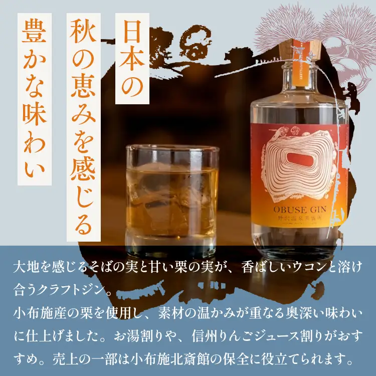 野沢温泉蒸留所 オリジナルジン 「OBUSE GIN（500ml×1本）」 | お酒 アルコール 長野県 信州 野沢温泉村 | Gn5-6