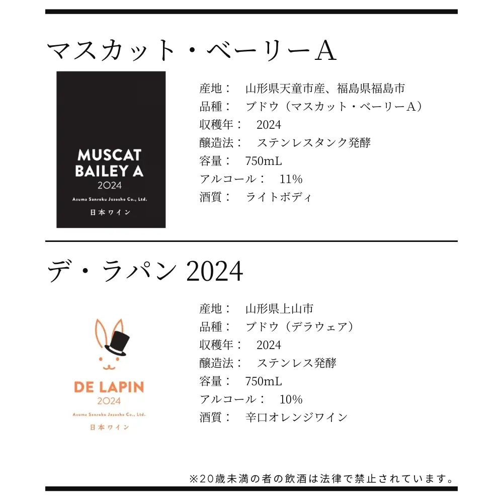 No.3271 ワイナリー吾妻山麓 赤・オレンジワインの２本セット
